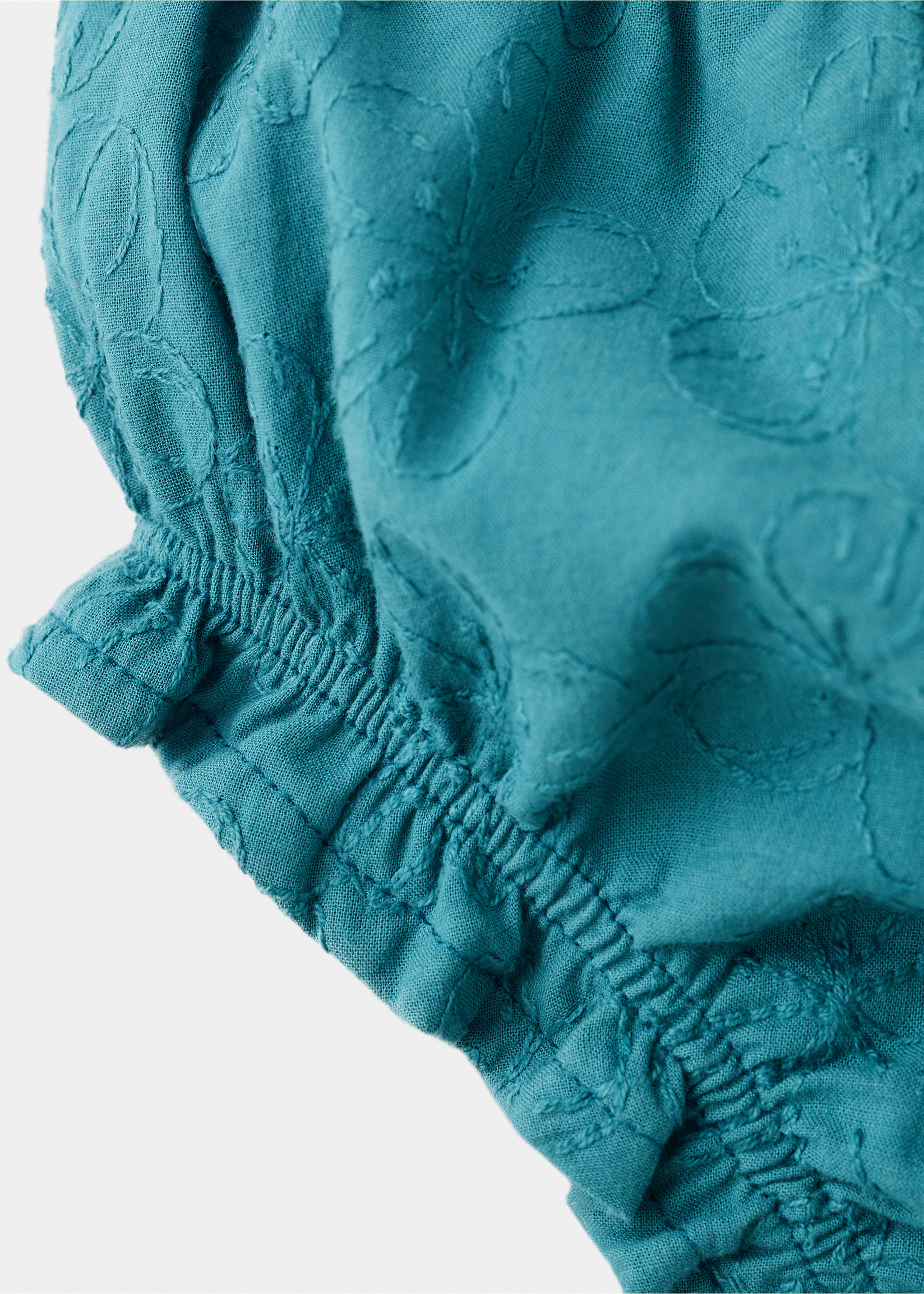 Cotton romper - Details of the article 0, Green. Ref: 37041405-00.