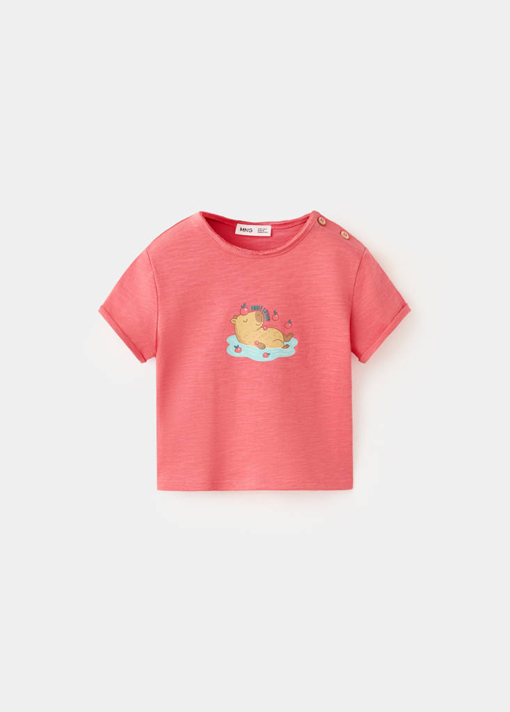 Printed cotton-blend t-shirt — Red