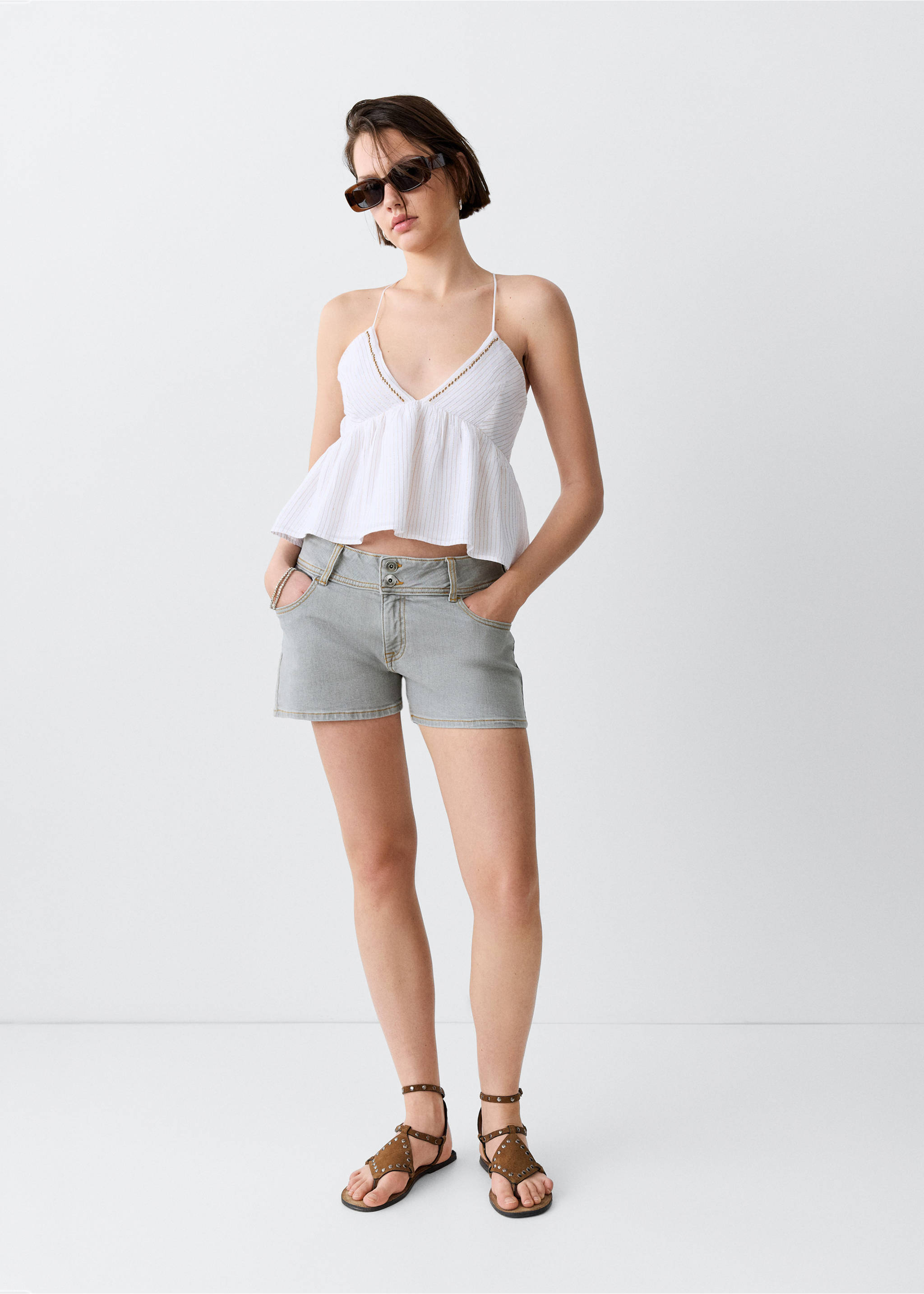 Low-waist mini shorts - General plane, Denim Grey. Ref: 37041410-00.
