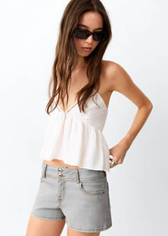 Relaxed shorts with contrast stitching — Denim Grey 1