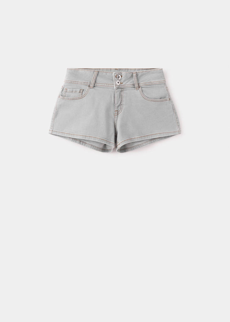 Relaxed shorts with contrast stitching — Denim Grey