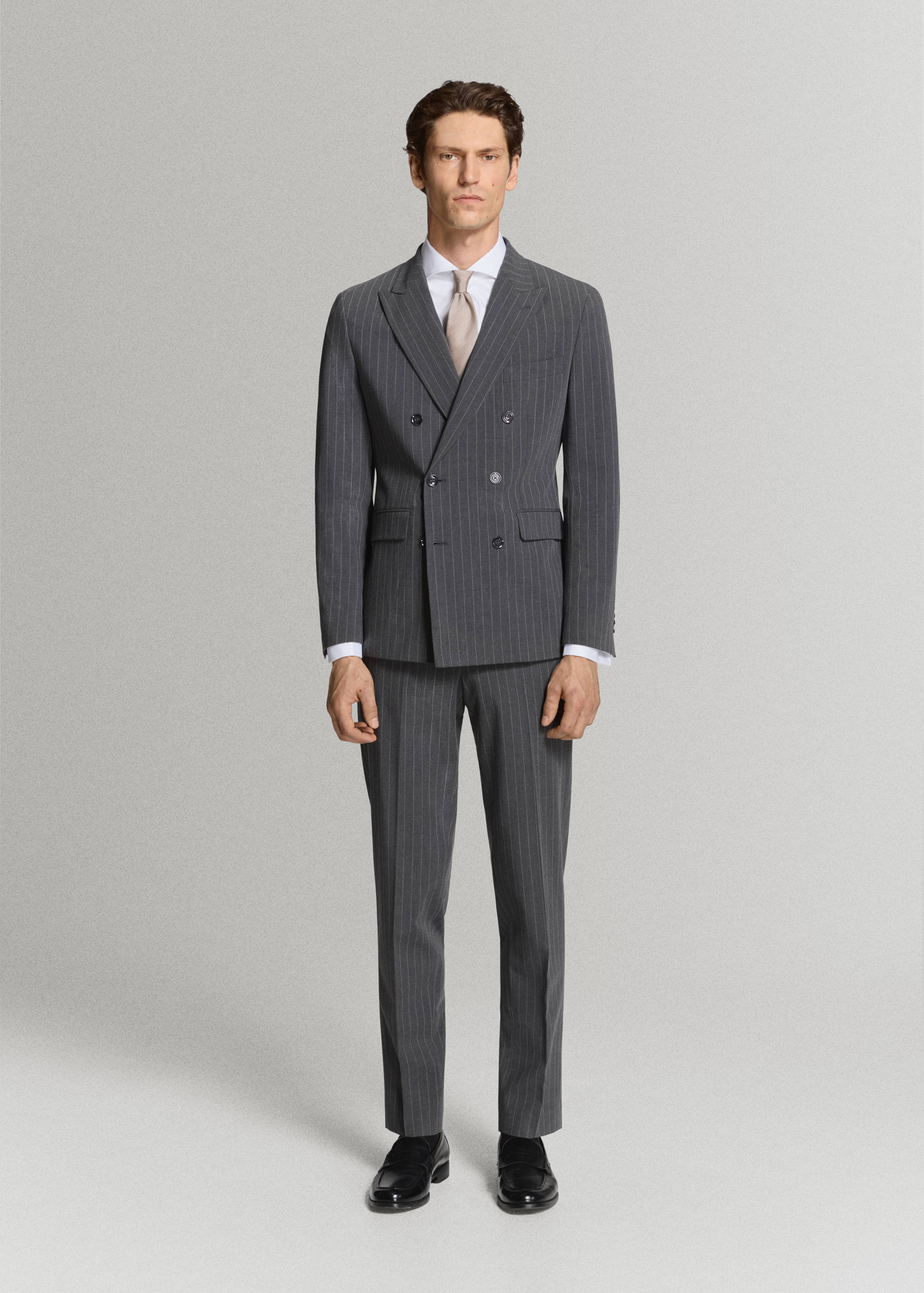 Monaco double-breasted slim-fit suit jacket - General plane
