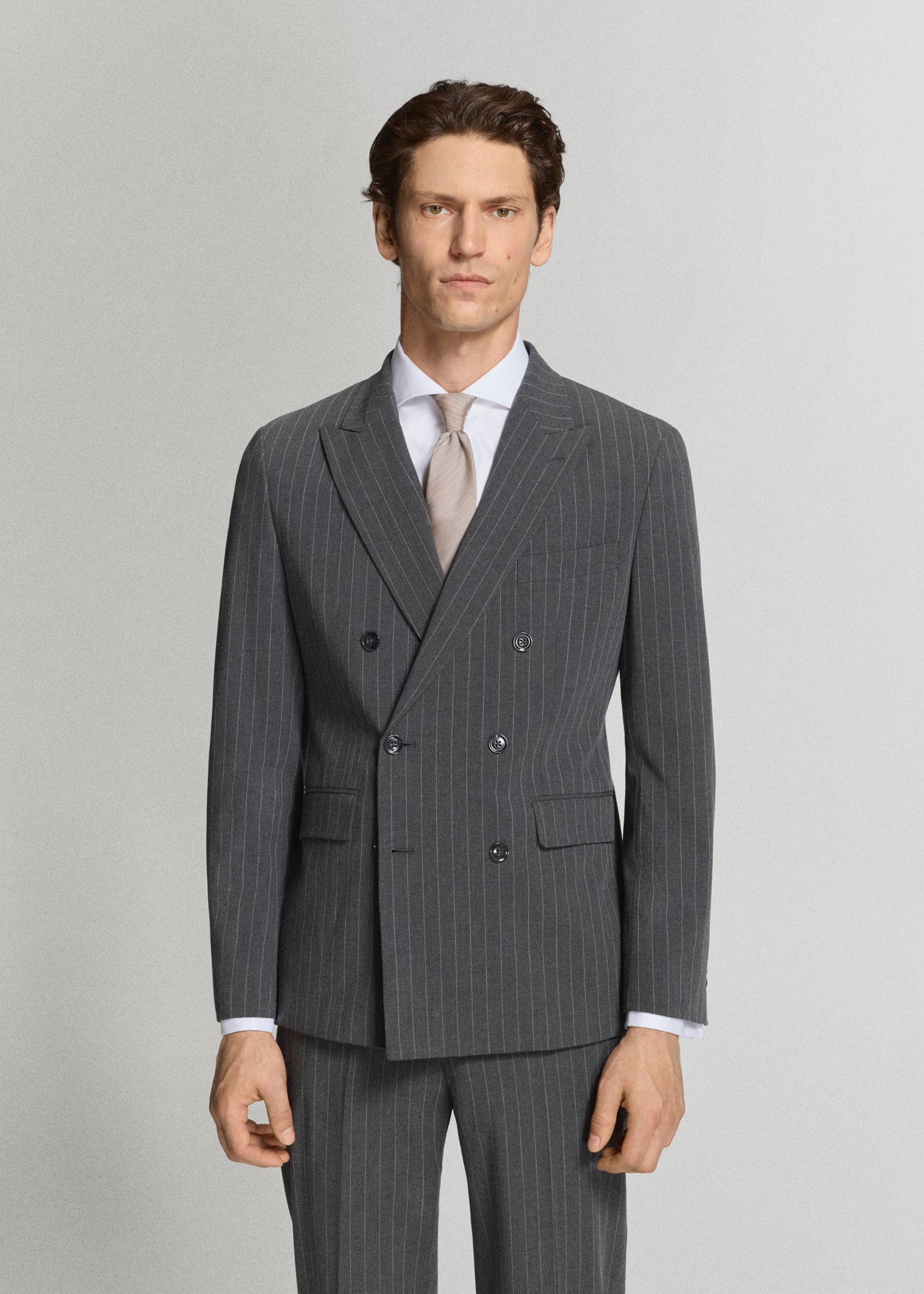 Monaco double-breasted slim-fit suit jacket - Medium plane