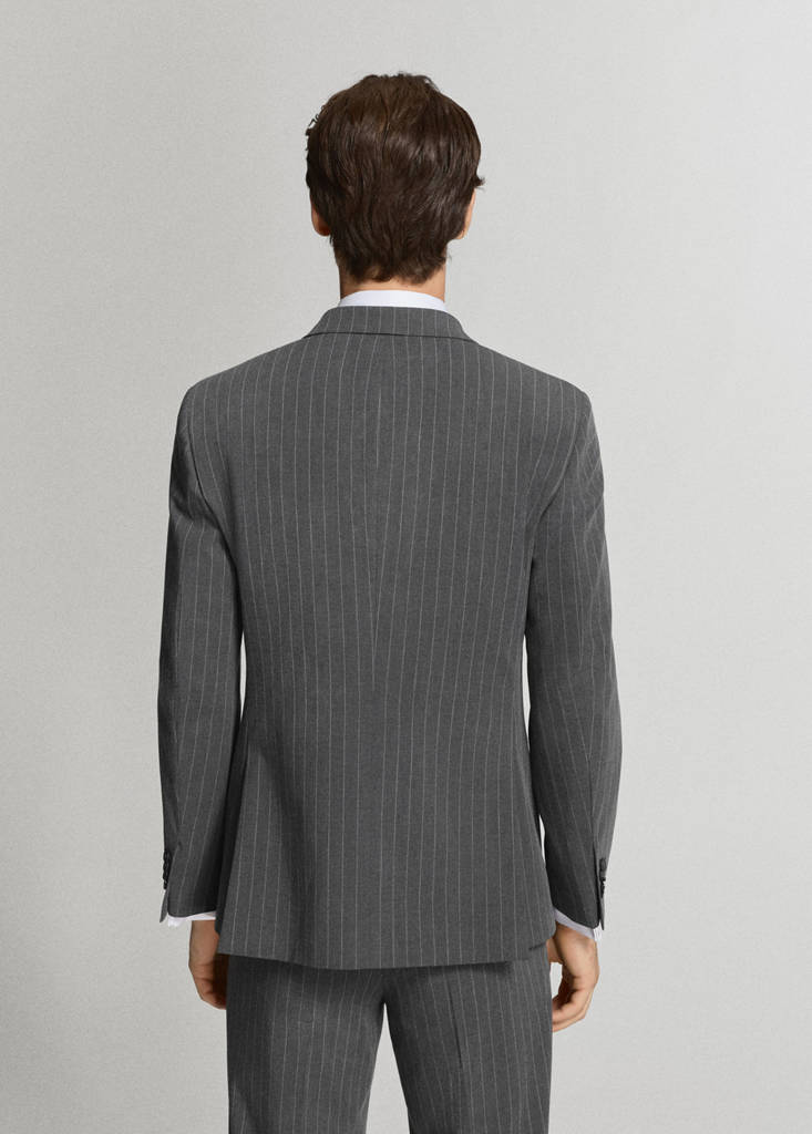Monaco double-breasted slim-fit suit jacket — Grey