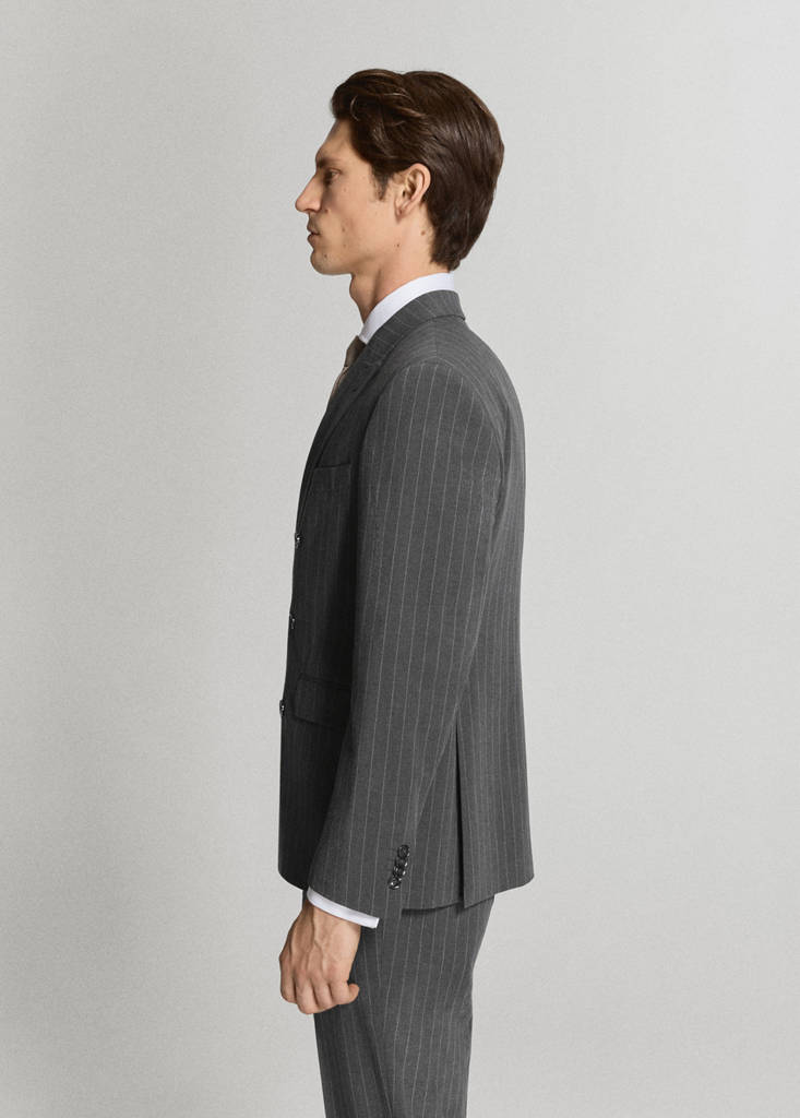 Monaco double-breasted slim-fit suit jacket — Grey
