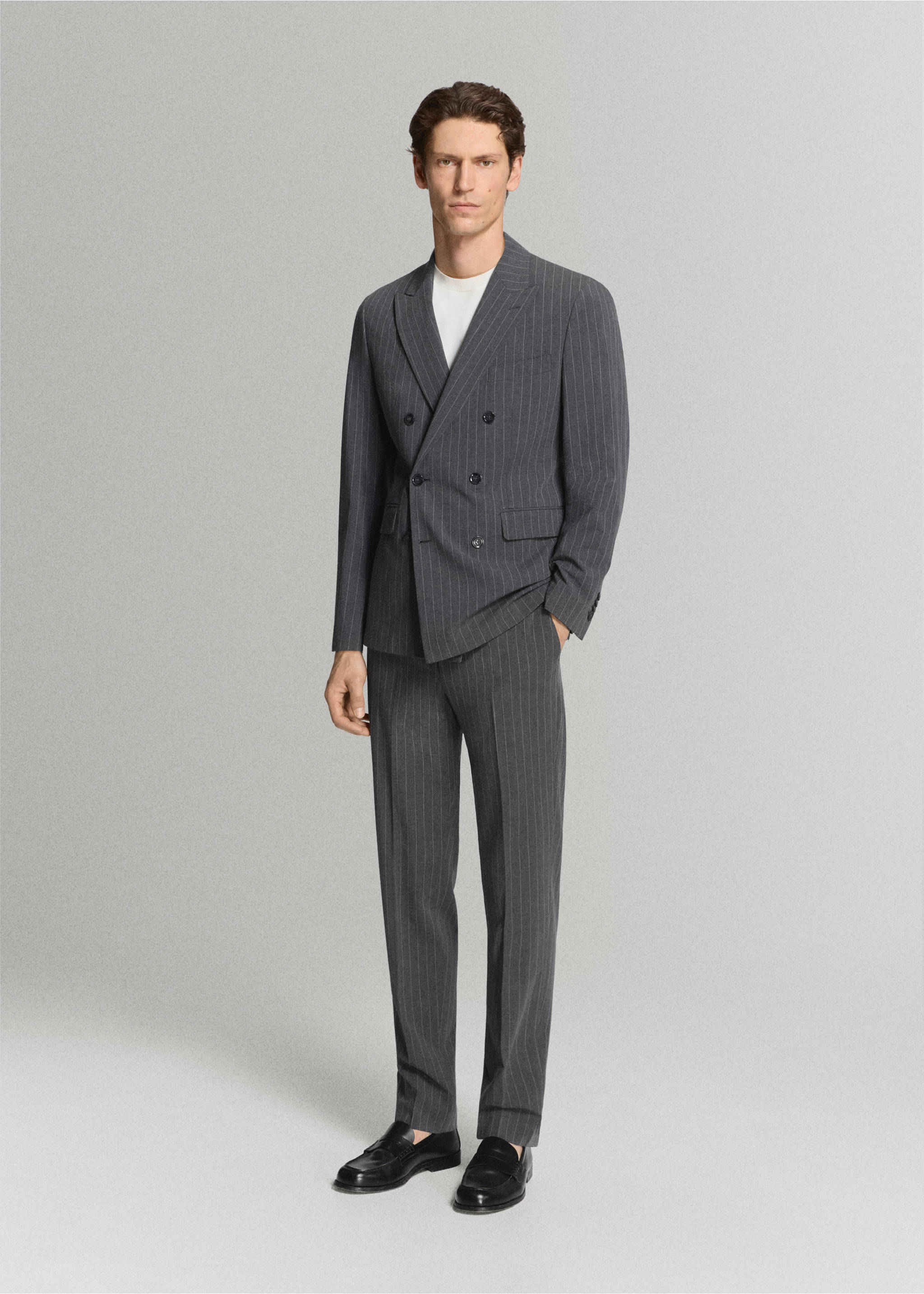 Americana traje Mónaco cruzada slim fit - Plano general, Gris. Ref: 37041411-01.