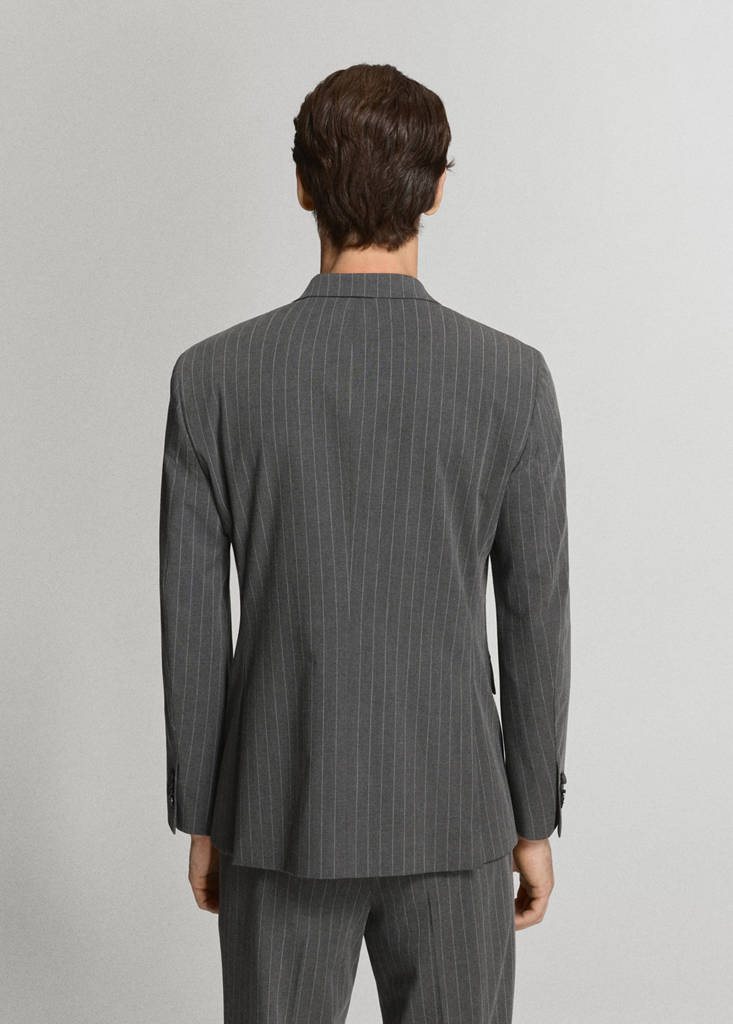 Monaco double-breasted slim-fit suit jacket — Grey