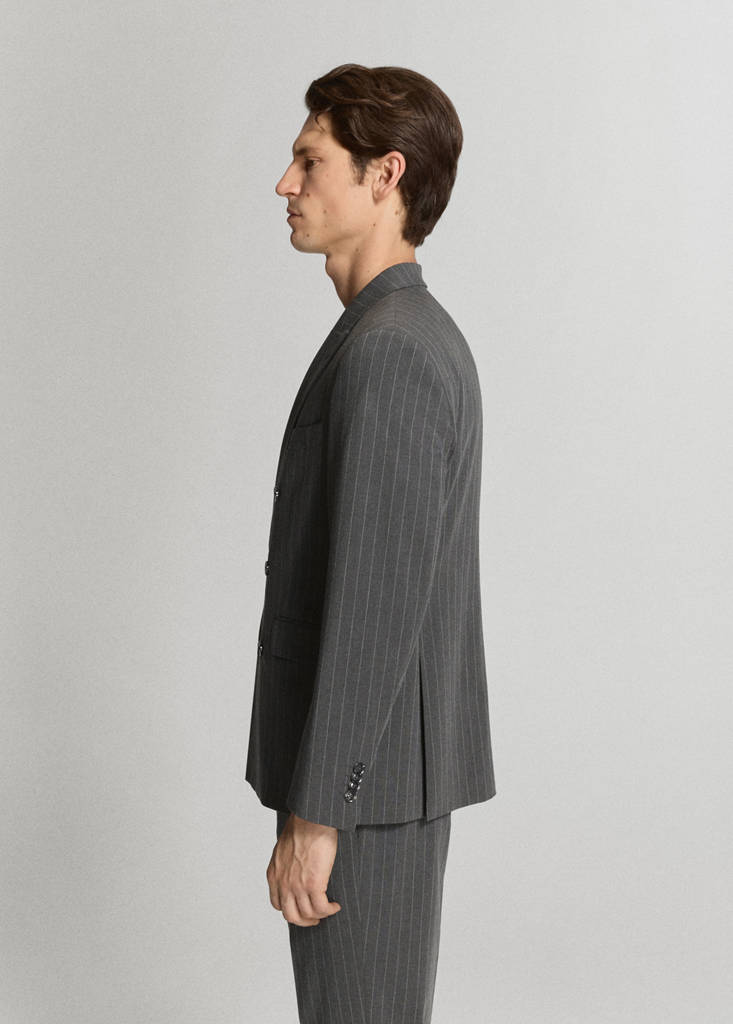 Monaco double-breasted slim-fit suit jacket — Grey