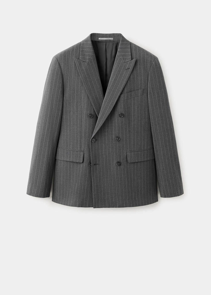 Monaco double-breasted slim-fit suit jacket — Grey