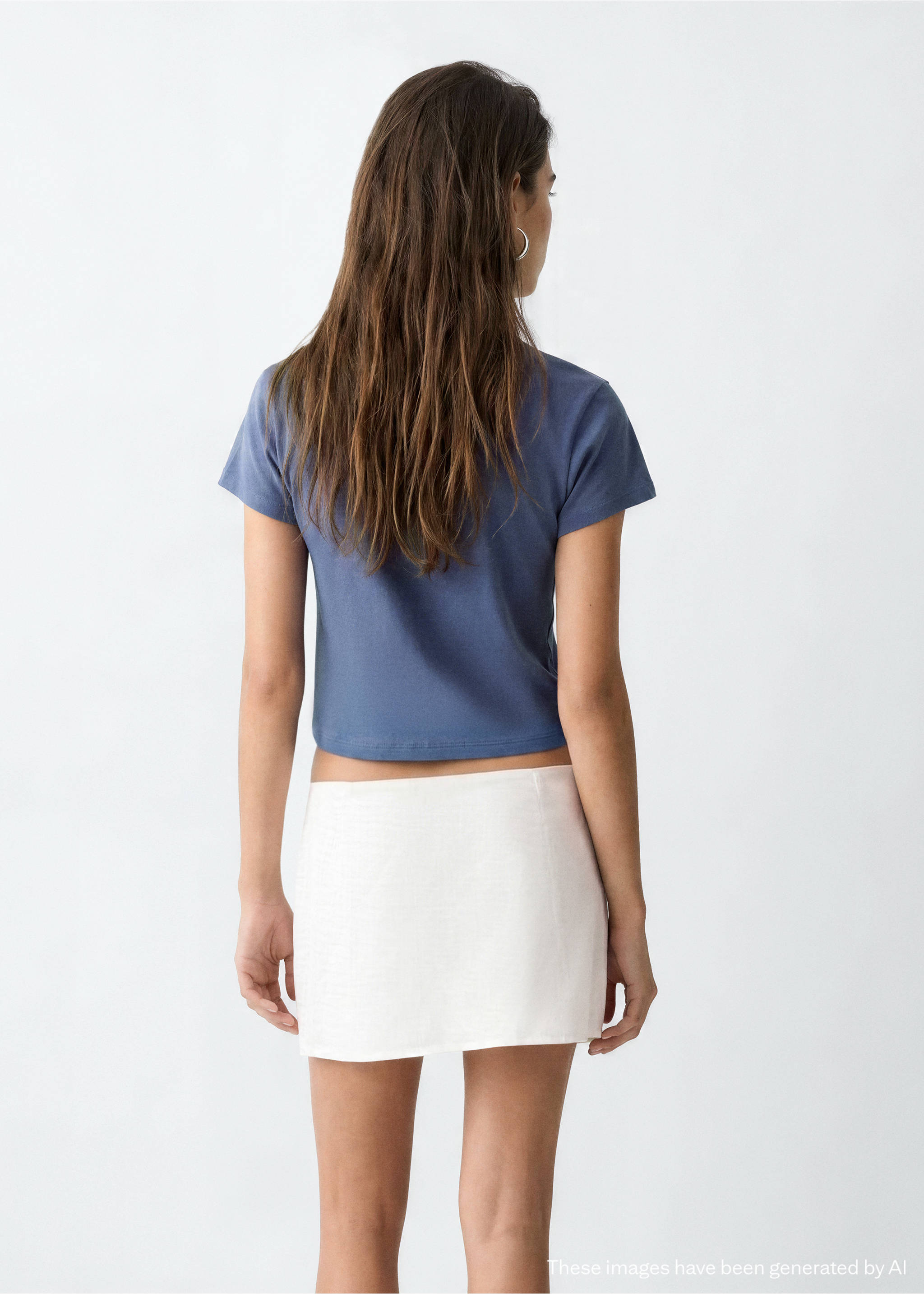 T-shirt coton brodé - Verso de l’article, Bleu. Ref: 37041412-00.