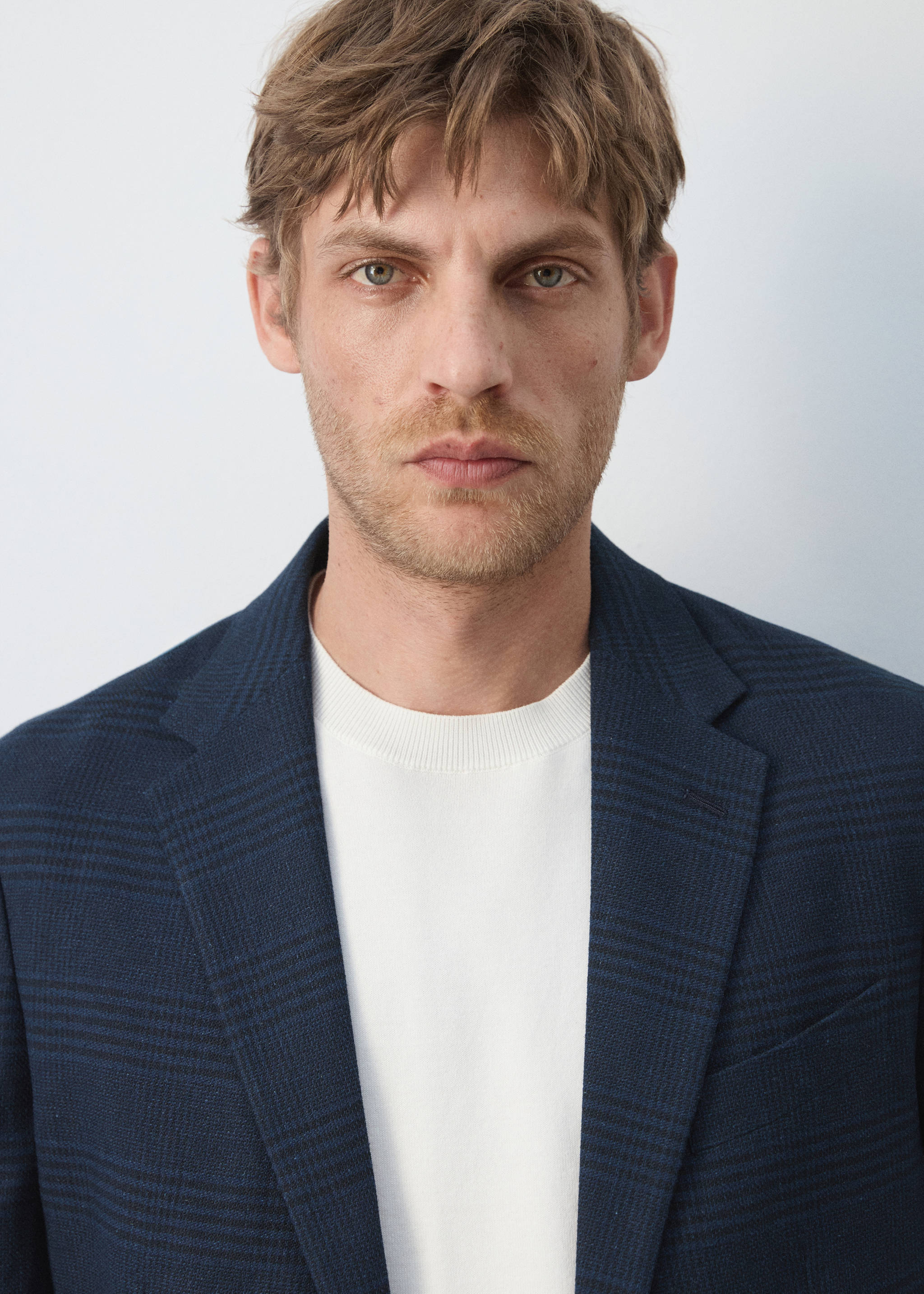 Slim fit linen-cotton striped blazer - Details of the article 1