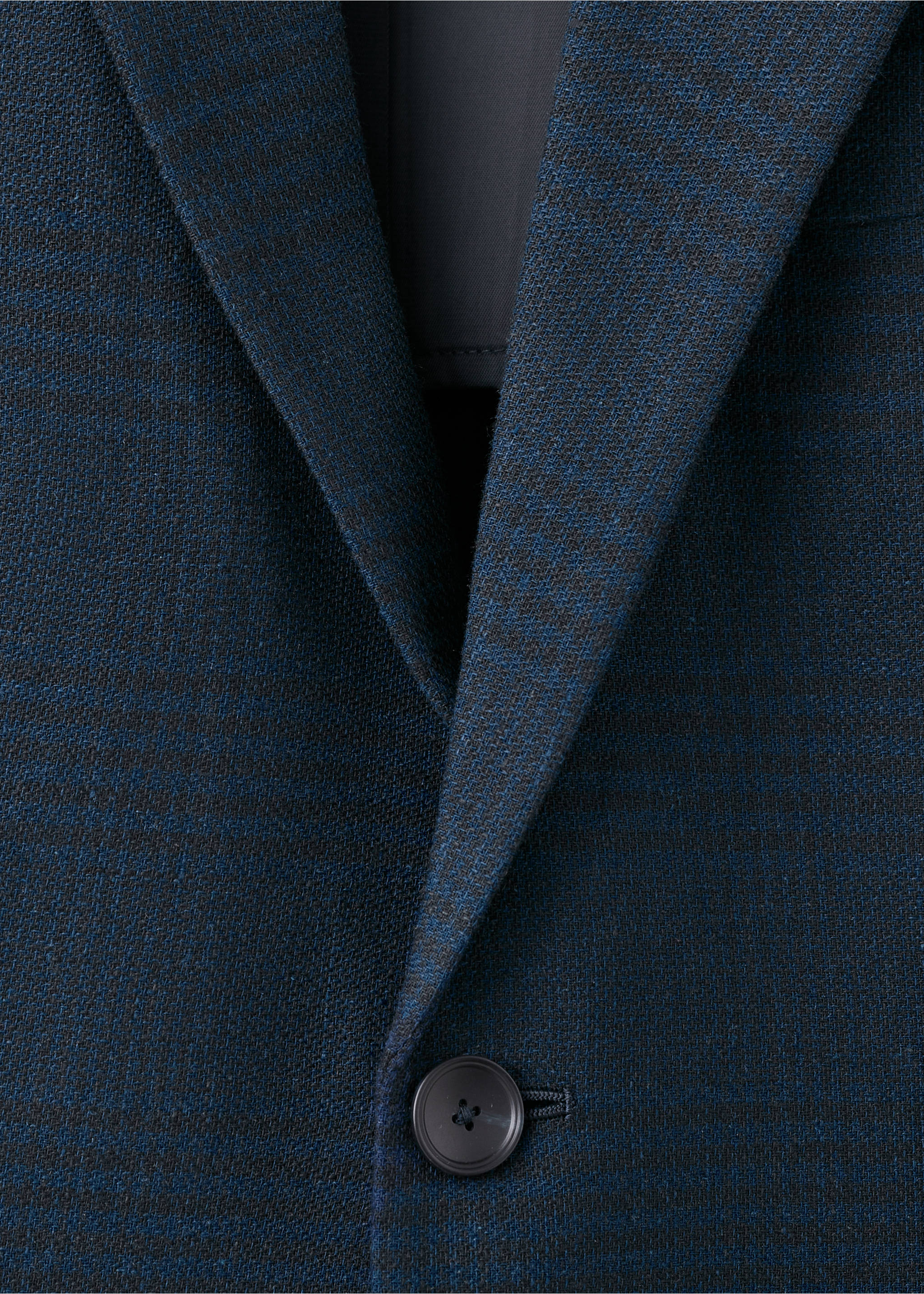 Slim fit blazer van linnen-katoen met strepen - Detail van het artikel 8, Marineblauw. Ref: 37041415-00.
