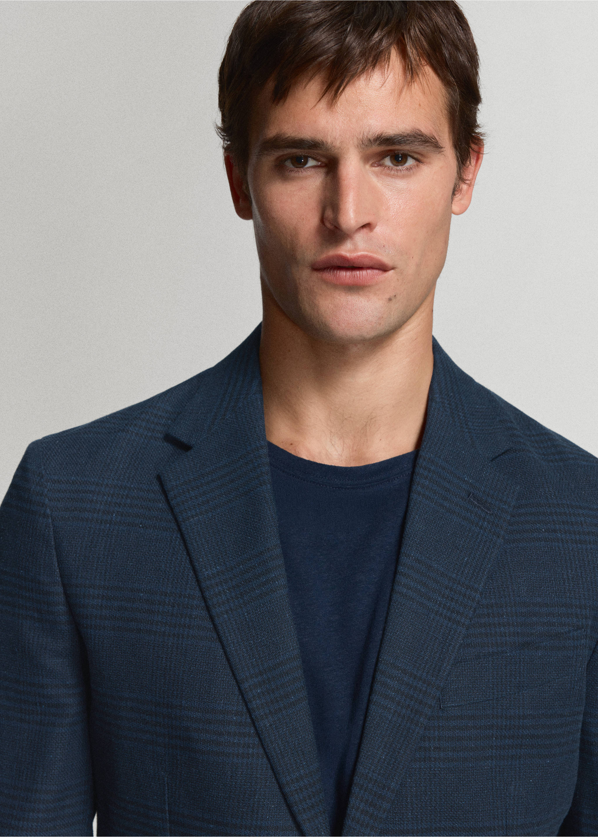 Americana slim fit lino algodón rayas - Detalle del artículo 1, Azul marino. Ref: 37041415-01.