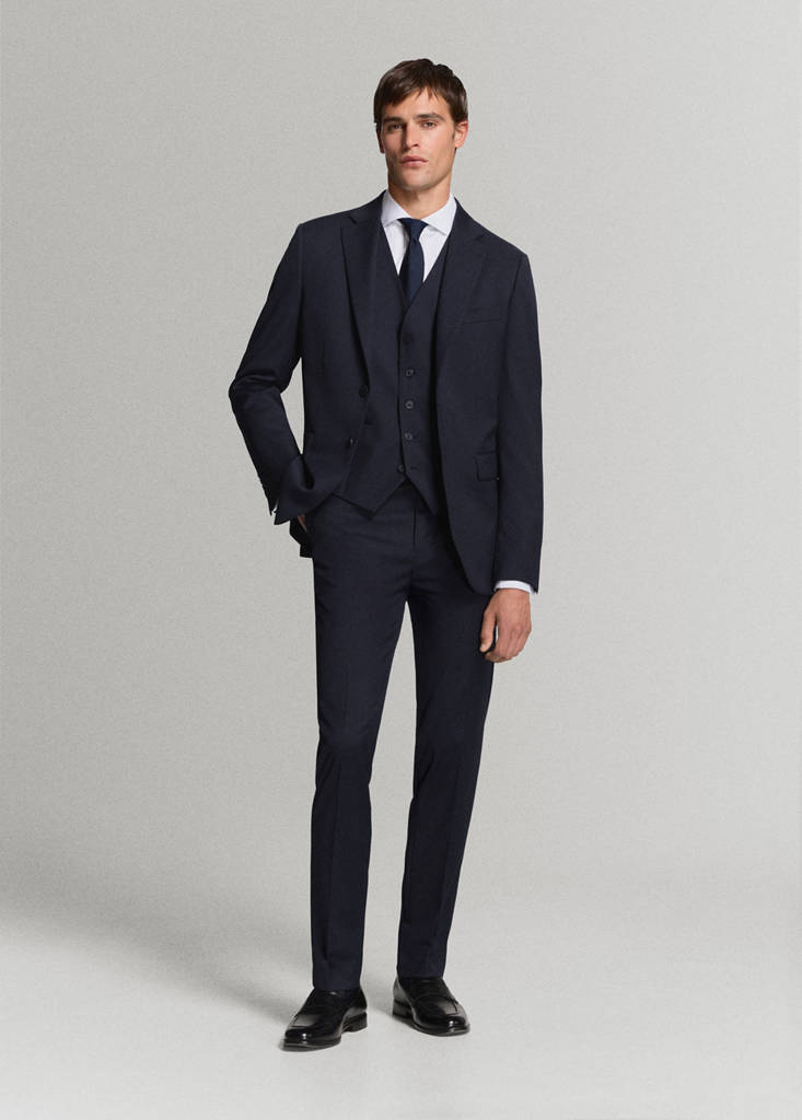 Turin suit gilet 100% wool — Navy