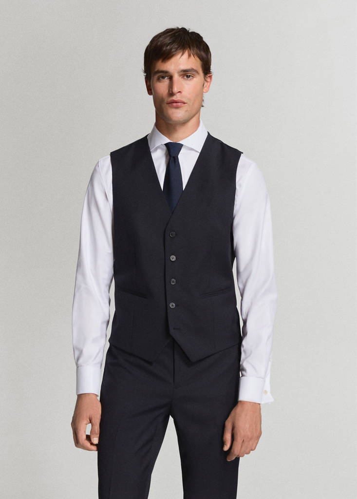 Turin suit gilet 100% wool — Navy