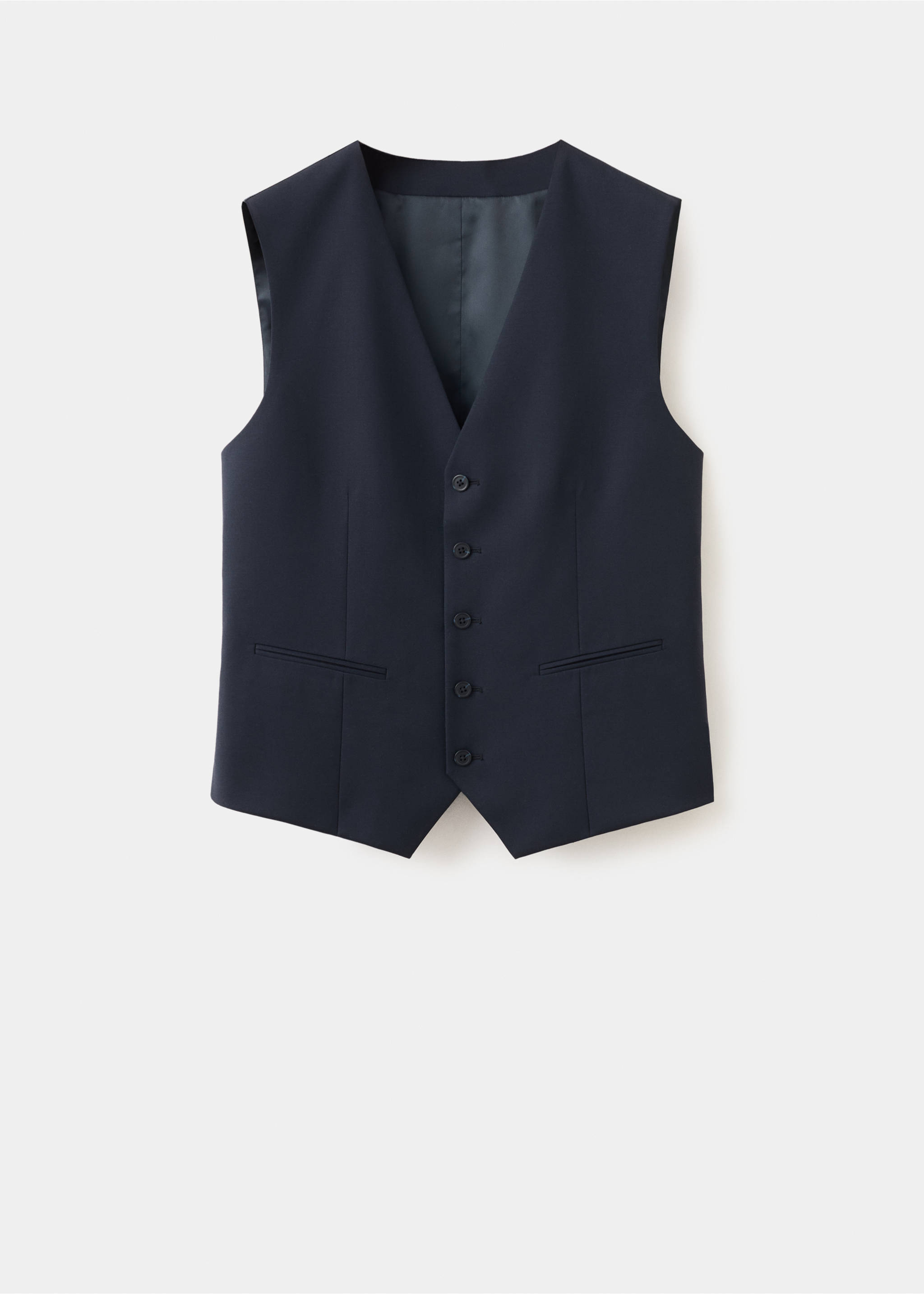 TURIN suit gilet 100% wool - Article without model, Navy. Ref: 37041416-00.