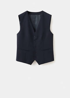 Turin suit waistcoat, 100% wool, slim fit — Navy 6