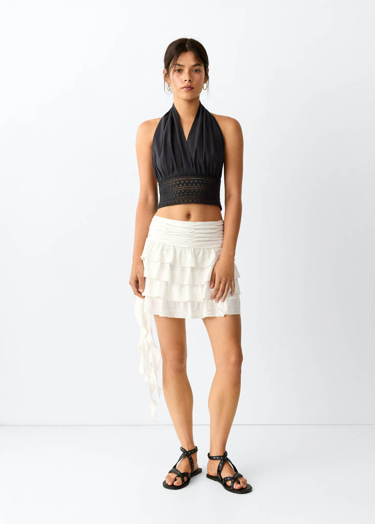 Ruffled short skirt — Off White