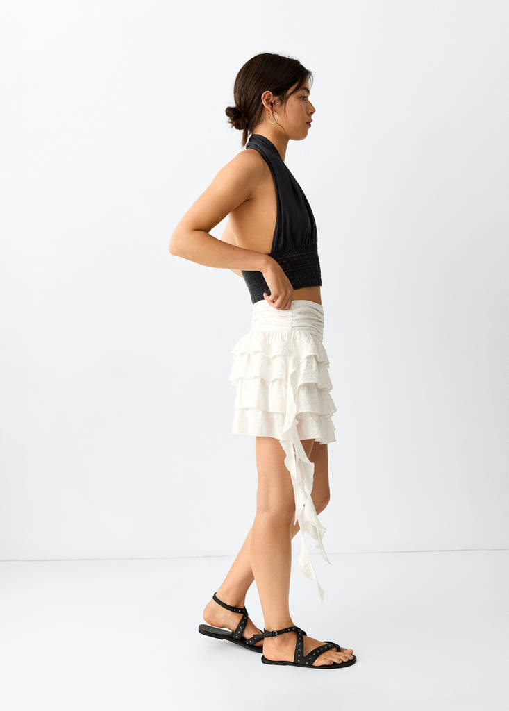 Ruffled short skirt — Off White