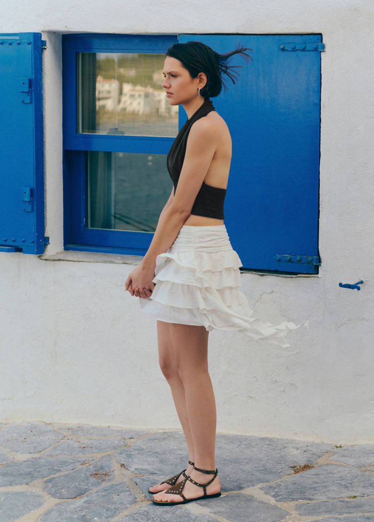 Ruffled short skirt — Off White