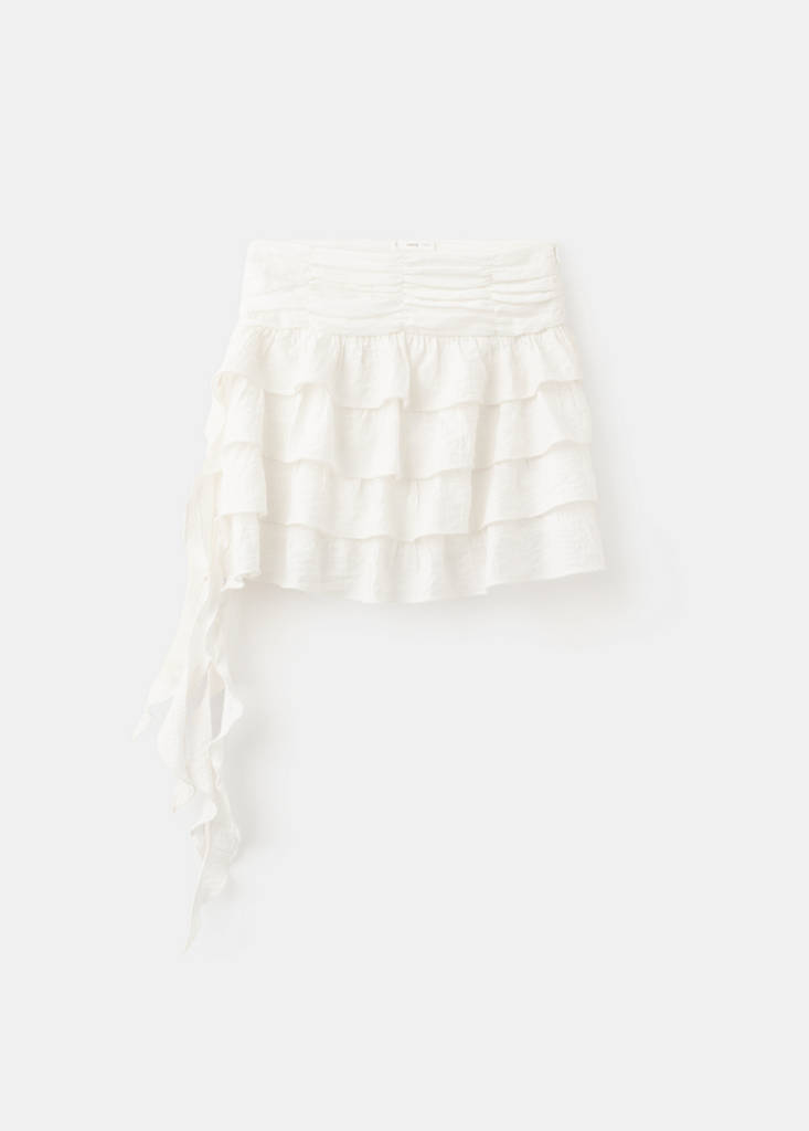 Ruffled short skirt — Off White