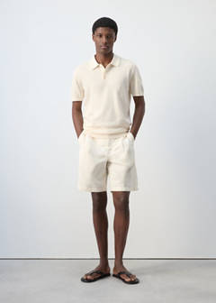 Fine knit cotton blend polo — Ivory White 2