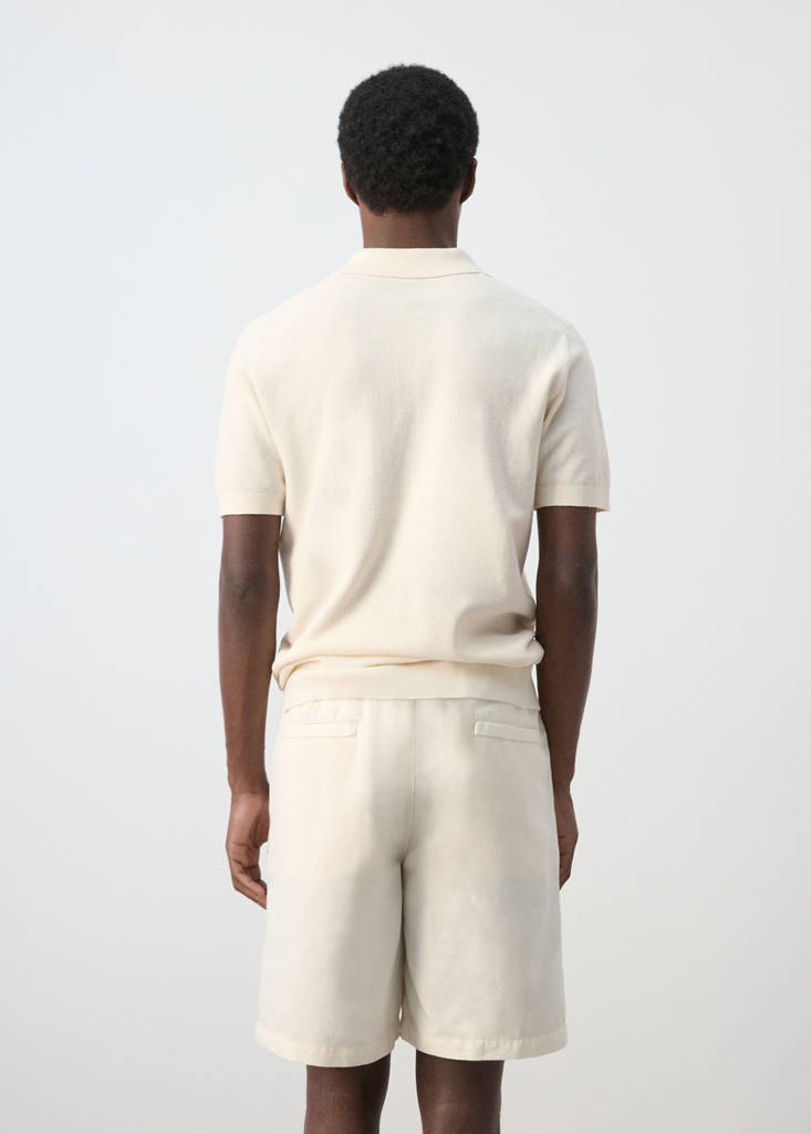 Fine knit cotton blend polo — Ivory White
