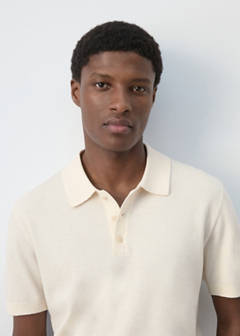Fine knit cotton blend polo — Ivory White 4
