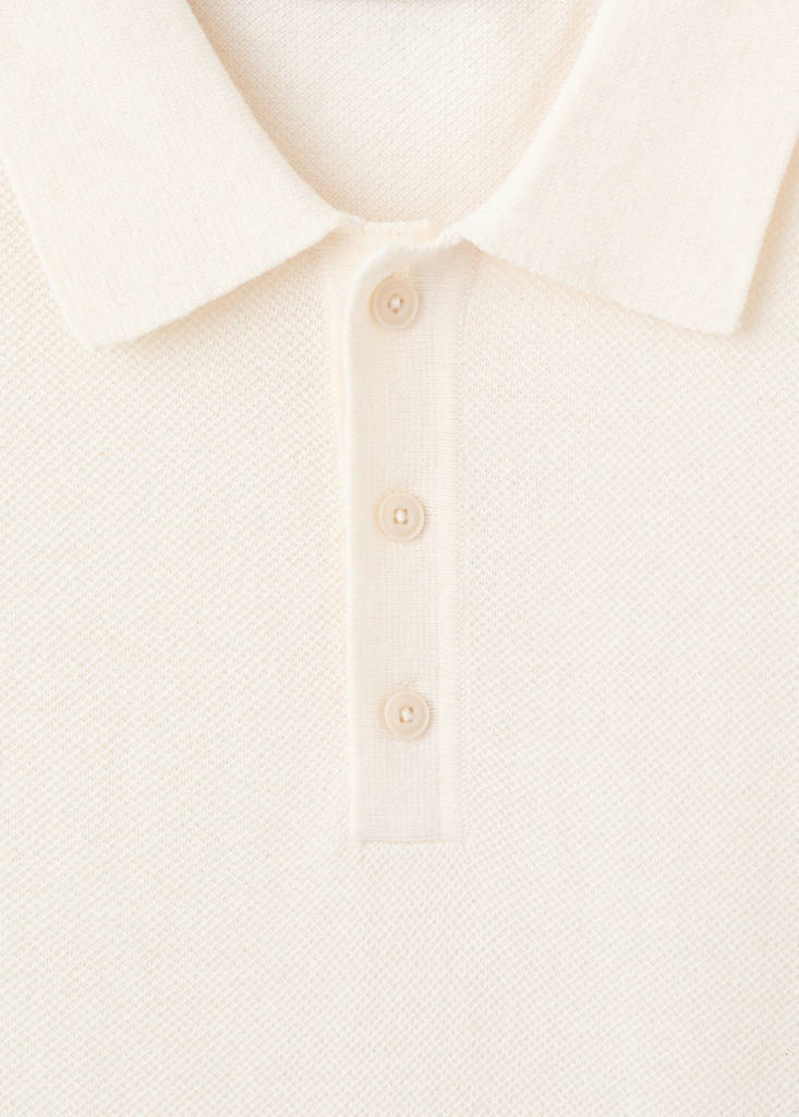 Fine knit cotton blend polo — Ivory White