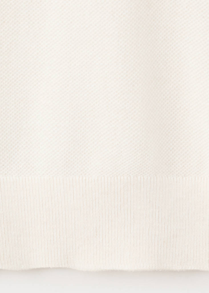 Fine knit cotton blend polo — Ivory White
