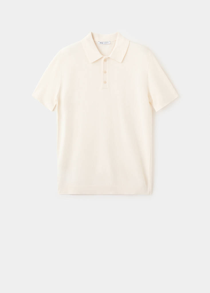 Fine knit cotton blend polo — Ivory White