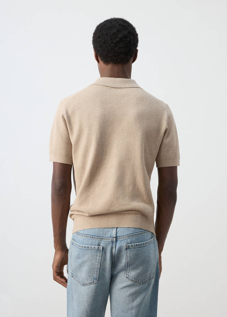 Fine knit cotton blend polo — Beige