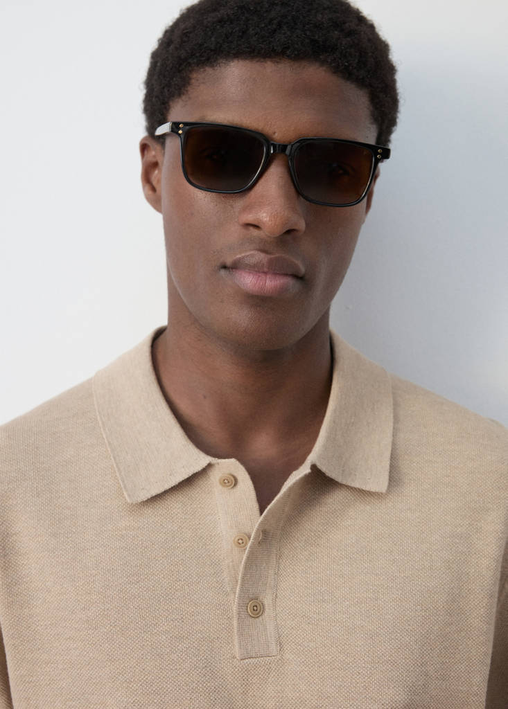 Fine knit cotton blend polo — Beige