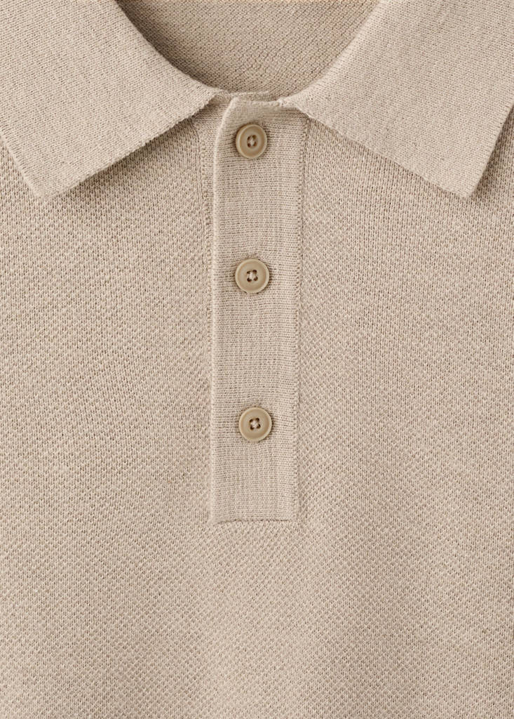 Fine knit cotton blend polo — Beige
