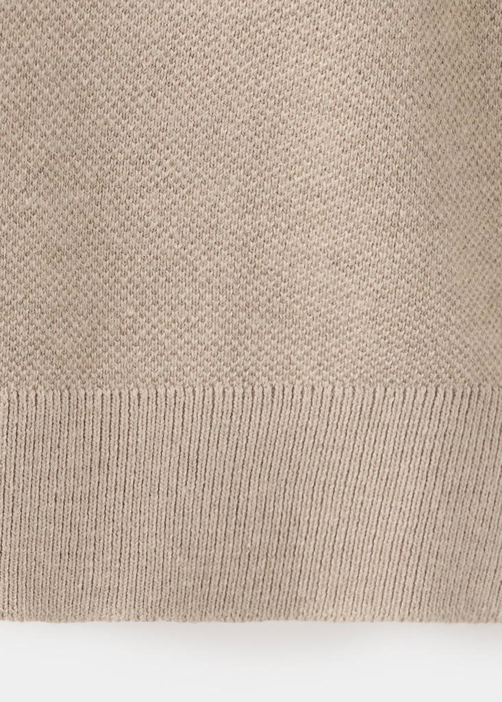 Fine knit cotton blend polo — Beige