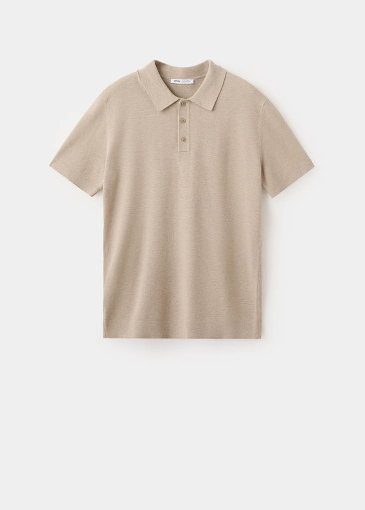 Fine knit cotton blend polo — Beige