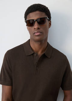 Fine knit cotton blend polo — Brown 4