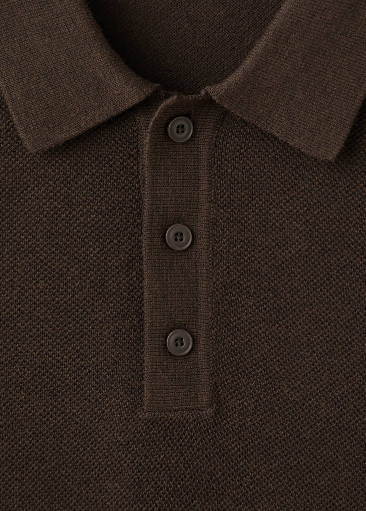 Fine knit cotton blend polo — Brown