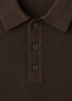 Fine knit cotton blend polo — Brown 8