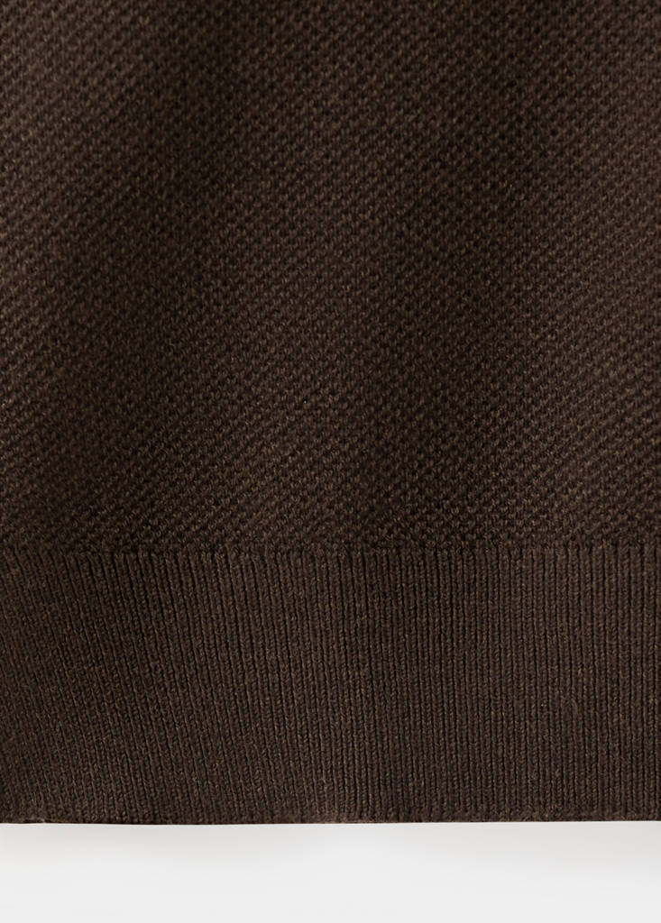 Fine knit cotton blend polo — Brown