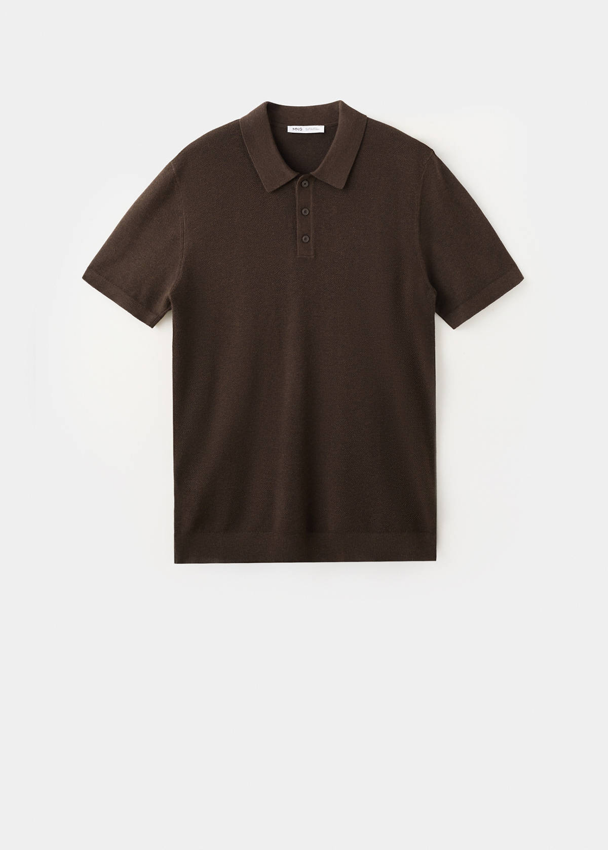 Fine knit cotton blend polo — Brown