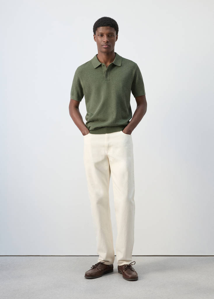 Fine knit cotton blend polo — Forest Green