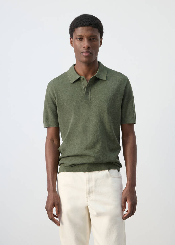 Fine knit cotton blend polo — Forest Green