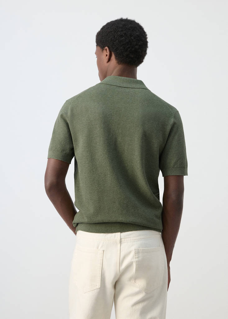 Fine knit cotton blend polo — Forest Green