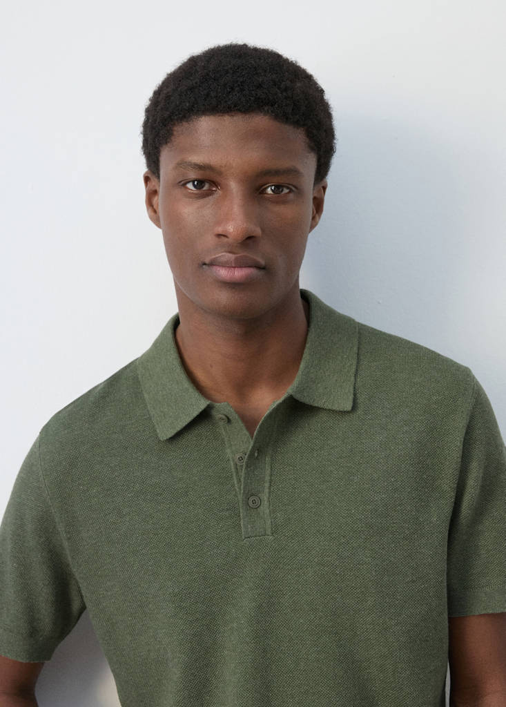 Fine knit cotton blend polo — Forest Green