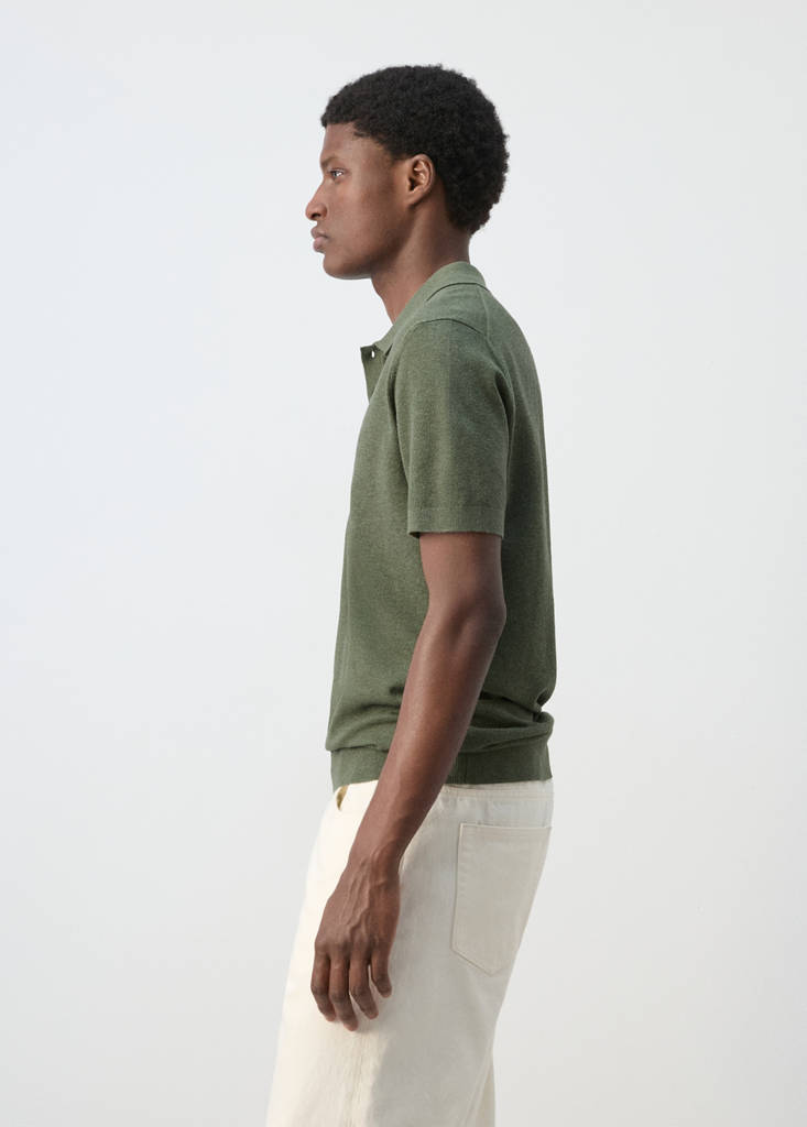 Fine knit cotton blend polo — Forest Green