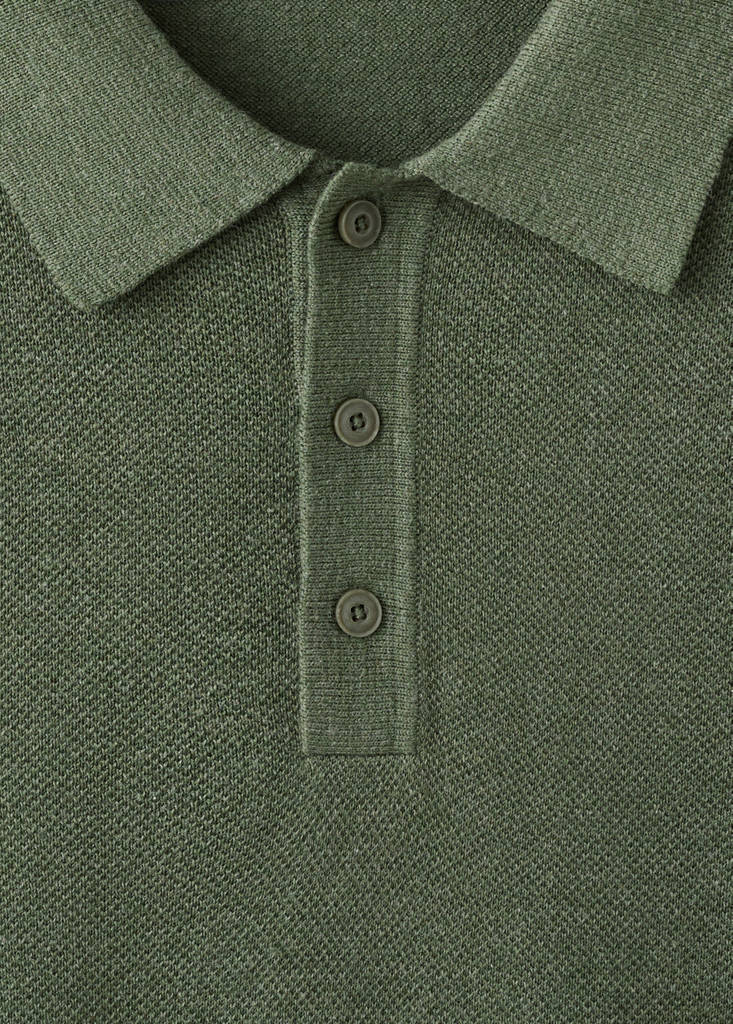 Fine knit cotton blend polo — Forest Green