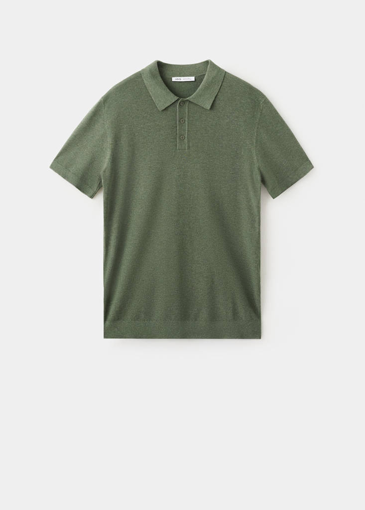 Fine knit cotton blend polo — Forest Green