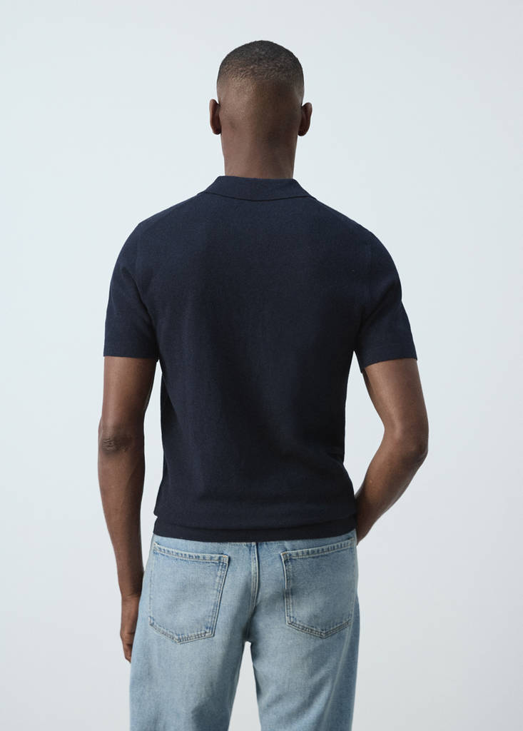 Fine knit cotton blend polo — Navy