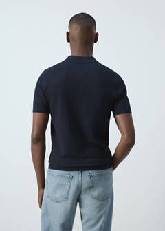 Fine knit cotton blend polo — Navy 3